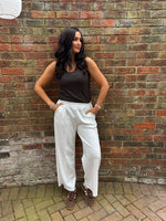 Winter White Seam Front Pull On Comfort Trousers